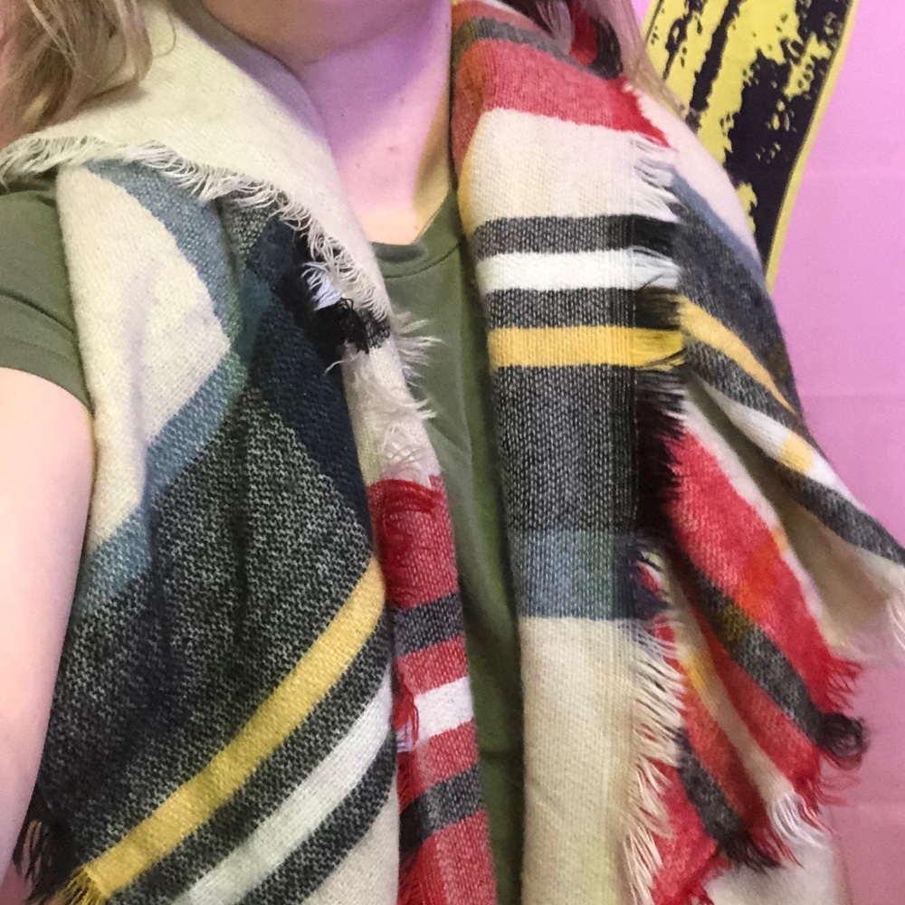 Plaid blanket scarf